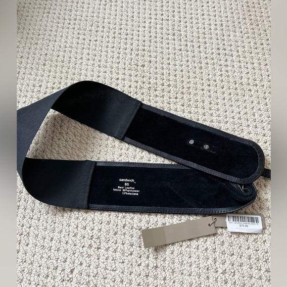 Sandwich_ knotted leather belt size small. Black leather/stretch. New w/tags. - Picture 4 of 9